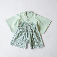 mocmof ベビー袴 ロンパース ライトグリーン 622-35660 こどもの日 お食い始め お正月 記念日などに♪