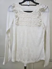 レース装飾 長袖ブラウス アイボリー
