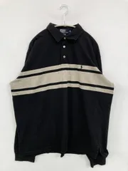 Polo by Ralph Lauren ポロバイラルフローレン ポロシャツ XL ブラック ボーダー柄 ワンポイント ブランドロゴ 刺繍 長袖