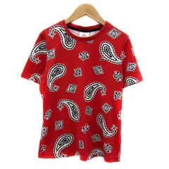 ラコステ ライブ Lacoste L!VE Tシャツ カットソー 半袖 ラウンドネック ペイズリー柄 M マルチカラー 赤 レッド /YS32のサムネイル