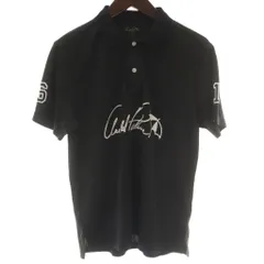 アーノルドパーマー Arnold Palmer Tシャツ ゴルフウェア L 黒 ブラック ポロ襟 半袖 ロゴプリント /GG ■GY58