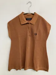 FRED PERRY フレッドペリー ポロシャツ UK 10 ブラウン 無地 ワンポイント 袖なし