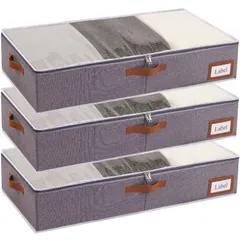 【人気商品】衣類、布団、毛布の収納に適しています 衣類収納袋 防塵 取っ手付き 透明窓付き (グレー 大容量 80x40x15cm 折りたたみ式 布団収納袋 3個セット) ベッド下収納ケース ベッド下収納 Yawinhe