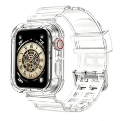 【新品】 コンパチブル apple watch バンド アップルウォッチバンド スポーツバンド 一体型交換用ベルト 透明 クリア 耐衝撃ベルト iWatch Series 49mm 46mm 45mm 44mm 42mm 41mm 40mm 38mm 11 1