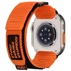 【新品】 MABEKS Apple Watchナイロン時計バンド 42mm 44mm 45mm 49mm オレンジ交換ベルトコンパチブル アップルウォッチ スポーツ男性用バンド 0