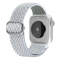 【新品】 [MABEKS] ナイロンApple Watch時計ベルト 42mm 44mm 45mm 49mmコンパチブル アップルウォッチバンド ホワイト・シルバー尾錠交換用バンド 無段階調整 0