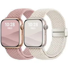 【新品】 【2枚入り】 for Apple Watch バンド 42mm（S11/10） 41mm 40mm 38mm 編み込み アップルウォッチ バンド ナイロン 交換ベルト 伸縮性 金属磁気バックル 強力マグネット iWatch Series11 10 1