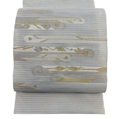 夏物 西陣織 河村織物 絽綴れ 正絹 名古屋帯 クリーム 【mm467 