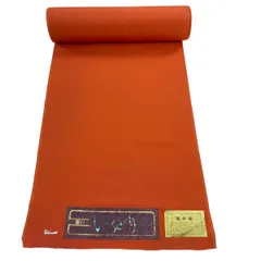 反物 秀品 色無地 堅牢染 オレンジ 正絹 【中古】