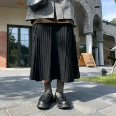 ハイジップ ニット ロング丈スカート ブラック