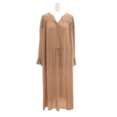 アンタイトル UNTITLED ワンピース 2 ピンク Vネック 長袖 ロング ギャザー ドローストリングウエスト ECG001 /KR ■ECG001