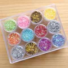 アクリルケース入りホログラム スパンコール アソート 大容量 ラメ クリア マルチカラー 丸型ケース デコレーション クリアケース ハンドメイドパーツ DIY ビーズクラブ