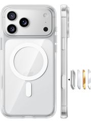 TORRAS iPhone 17 Pro용 케이스 [미군 진화 내충격·고성능 Magsafe 대응] 지문 방지 황변 방지 미군 보호 공학 마그넷 탑재 충격 흡수 견고 카메라 컨트롤 버튼 첨부 스트랩 홀 투명 Guardian-Mag 클리어