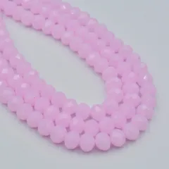 ビーズクラブ ガラスビーズ ボタンカット No.46 8mm 薄ピンク 連売り ビーズパーツ ネックレス ブレスレット ハンドメイド