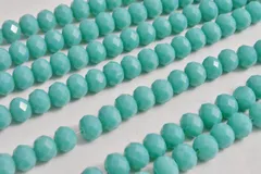 ビーズクラブ ガラスビーズ ボタンカット No.56 8mm 青緑 連売り ビーズパーツ ネックレス ブレスレット ハンドメイド