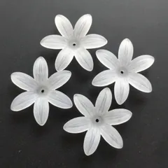 アクリル フラワー ビーズ ホワイト 大 2個 30mm 花型 ピアス イヤリング ブレスレット ネックレス DIY ビーズクラブ