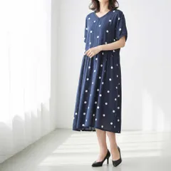 【新品/一枚でサマになる】TRUBE プリント Vネック ワンピース 綿100% M-L ｜ 半袖 ロング 体型カバー ゆったり 大人カジュアル 春 夏 涼しい