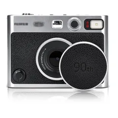 【特価セール】チェキ evoレンズキャップ 専用レンズキャップ 90th記念 防塵 evo 防汚 耐スクラッチ キズ防止 mini アルミニウム合金+EVA 裏面+皮革 instax レンズ保護 使用簡単 JJC 軽量 クラシカルスタイル