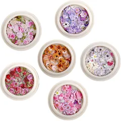 【特価商品】可愛い ジェルネイル 花 ホログラム 立体 デコパーツ ネイル用 ネイルアート ジュエリーパーツ 3D DIY ネイルアートパーツ 手作り 極薄 クラフトツール 6セット