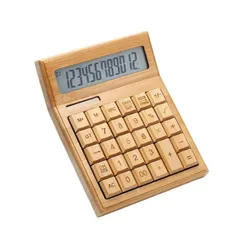 ｓａｎｍｏｎ．ｓｈｏｐ 竹製 12桁 計算機 電卓 大きめ キーボタン ソーラー給電 太陽光 太陽エネルギー オフィス 学校 小売店 おしゃれのサムネイル