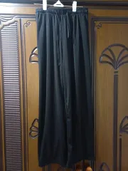 (新品) ブラック プリーツ ワイド とろみ素材 夏 パンツ ズボン