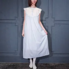 70’s USA VINTAGE LACE DESIGN NO SLEEVE NIGHTY DRESS ONE PIECE/70年代アメリカ古着レースデザインナイティドレスワンピース