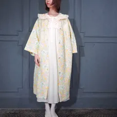 60’s〜70’s USA VINTAGE FLOWER PATTERNED LACE COLLAR DESIGN NIGHTY DRESS QUILTING COAT/アメリカ古着花柄レース襟デザインナイティドレスキルティングコート