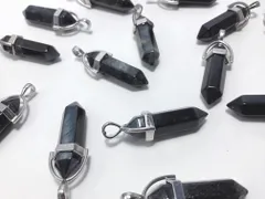 2個 ブラックタイガーアイ ペンダントトップ シルバー 銀  32mm チャーム パワーストーン 天然石 ビーズクラブ