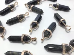 2個 ブラックタイガーアイ ペンダントトップ ゴールド 金  32mm チャーム パワーストーン 天然石 ビーズクラブ