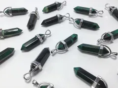 2個 グリーンタイガーアイ ペンダントトップ シルバー 銀  32mm チャーム パワーストーン 天然石 ビーズクラブ