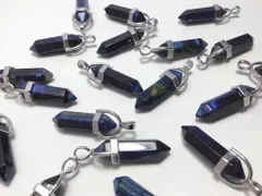 2個 ブルータイガーアイ ペンダントトップ シルバー 銀  32mm チャーム パワーストーン 天然石 ビーズクラブ