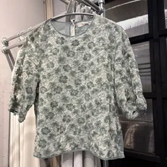 【東あずま店 併売品】 ネセセア nesessaire　花柄　総柄　刺繍　ミントグリーン　natural　ナチュラル　お呼ばれ　デート　オフィスカジュアル　食事会　可愛い　お出かけ　上品　半袖のサムネイル
