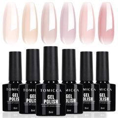 신품 TOMICCA 젤 네일 시어 컬러 젤 투명감 네일 아트 6색 세트 투명감 있는 8ml UV/LED 대응 초보자&프로 적용 폴리쉬 타입
