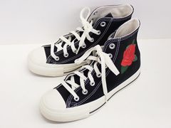 CONVERSE バラ刺繍 黒スニーカー 1回着用 - メルカリ