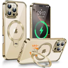 【360°回転無制限・縦横両対応】FONKCASE iPhone16 Pro Max 用 ケース Magsafe対応 カメラコントロールボタン【CDリング・スタンド一体】角度調整 ストラップホール付き【本体の色・メッキバンパー】アイフォン16 15c9cbb3