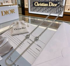 保存袋付き】【極美品】Diorネックレス エンブレム旧ロゴ シルバー系 