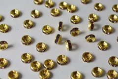 ビーズクラブ ロンデル メタルビーズ スペーサー ライトパープル 金 平型 6mm 45個 ブレスレット ネックレス