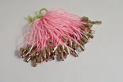 携帯ストラップベース 銀 ピンク 7mm金具付 100本 ストラップ ビーズクラブ