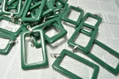 アクリル スクエア リング チャーム 大 シルバー グリーン 49mm 2個 ピアス　イヤリング パーツ ビーズクラブ