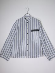 サンシー sunsea ストライプ柄 バンドカラー 長袖シャツ - メルカリ