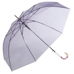 新品 Wpc. [ビニール傘] アクセサリーアンブレラ パープル 長傘 親骨61cm 大きい ジャンプ レディース 持ち手 おしゃれ 花 フラワー クリア シンプル 可愛い 映え インスタ 通勤 通学 女性 PT-069-001