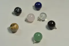 ビーズクラブ ペンダントトップ ラウンド 12mm 銀 アソート ミックス7個セット金具付 パワーストーン  天然石