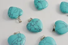 ビーズクラブ ターコイズ ハート ペンダントトップ 銀 天然石 金具付 20mm 1個 パワーストーン