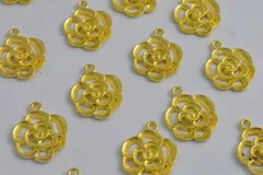 チャーム 透かし花 大 金 ゴールド 24mm 10個セット ビーズクラブ