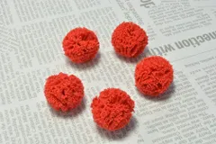 2個 レースメッシュボールミニ レッド 16mm ポンポン チャーム ピアス イヤリング 服飾素材 ハンドメイド ビーズクラブ