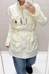 アイボリー ロング ウィンドブレーカー