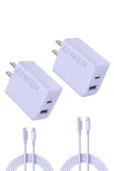 新品 Anker Charger (20W 2-Port) with USB-C & USB-C ケーブル パープル 2個セット