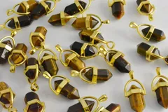 ビーズクラブ タイガーアイ ペンダントトップ小 金 金具付 20mm 1個 パワーストーン  天然石