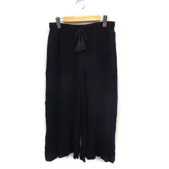 オゾック OZOC イージー ワイドパンツ 無地 シワ加工 タッセルリボン 38 ブラック 黒 /FT7