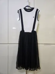 白 ニット ブラック ビスチェ ロング ONE PIECE